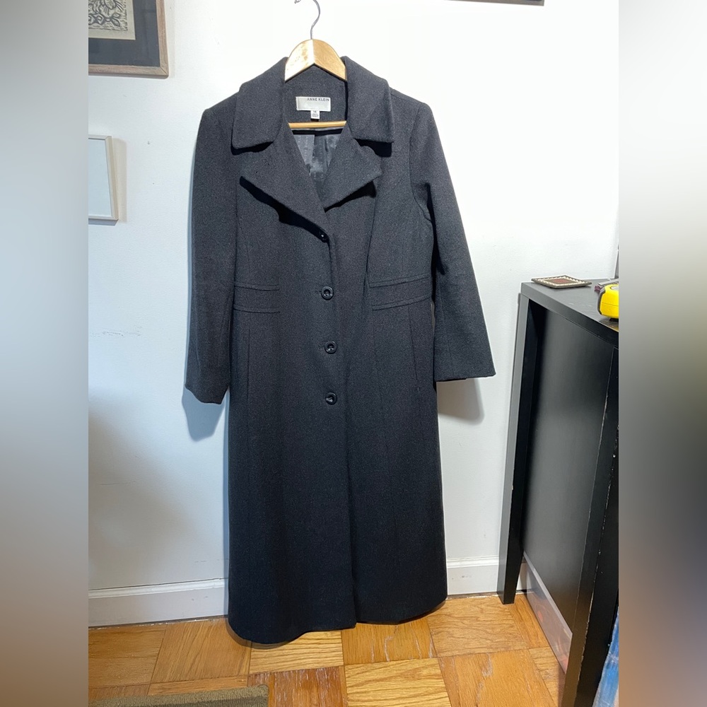 Anne Klein Gray Single-Breasted heavyweight cashmere blend Maxi Coat, 14, EUC - Picture 3 of 16